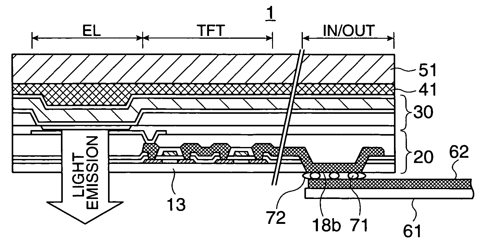 Organic EL display device, electronic equipment, and method for manufacturing the same