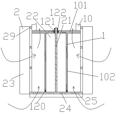 Pumping device provided with layered structural sealing strip and liquid storage tank