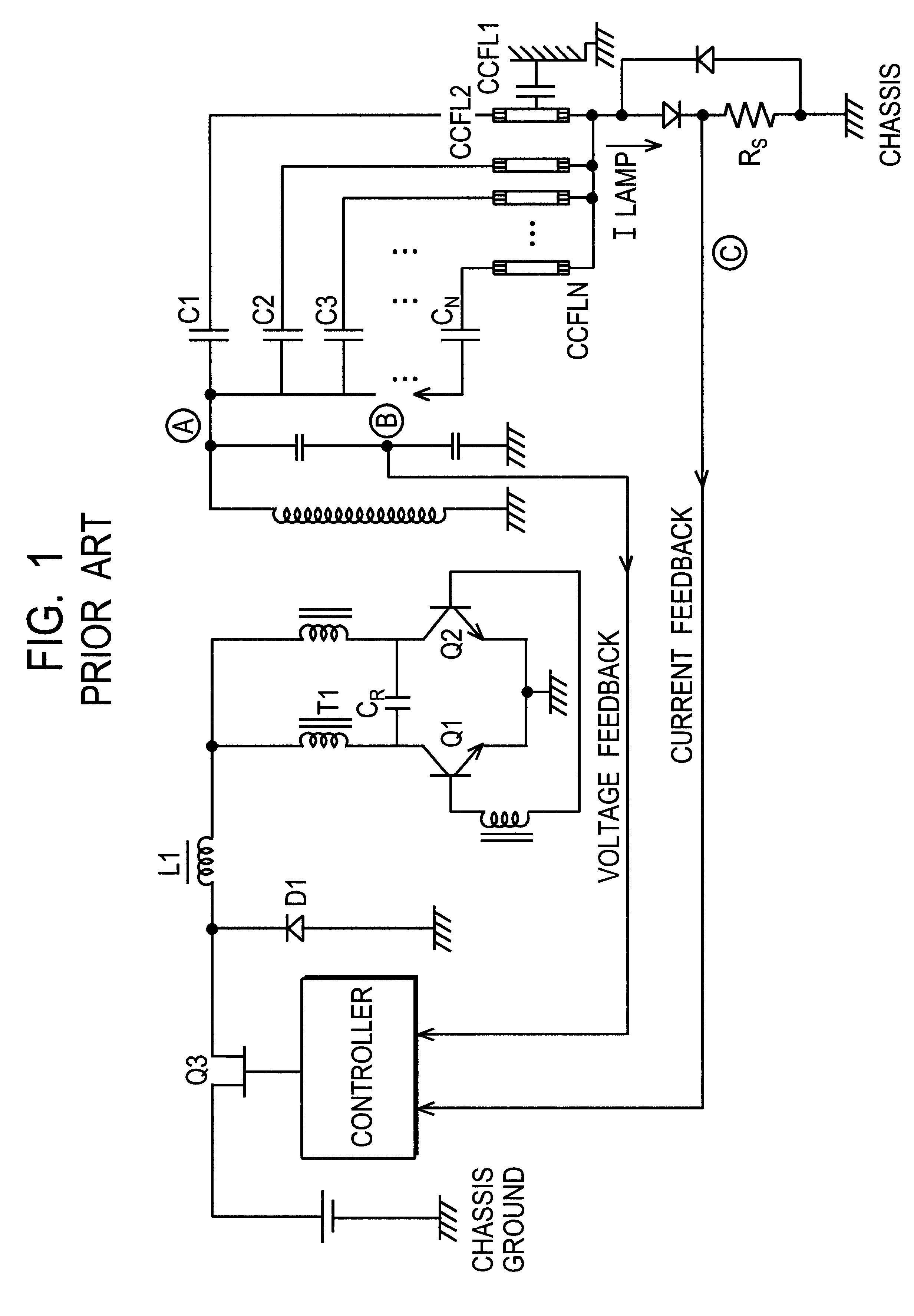 Lamp grounding and leakage current detection system