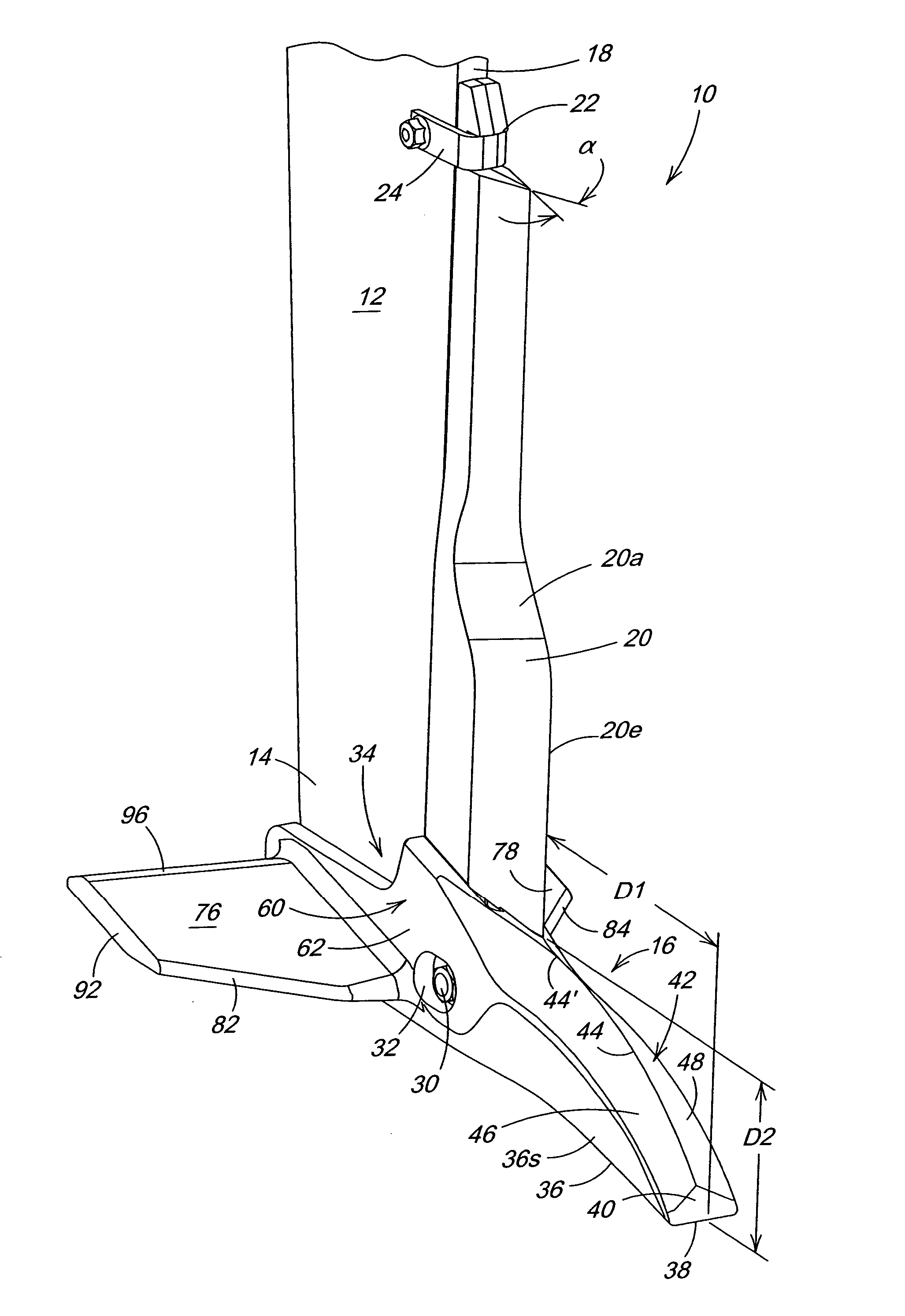 Low disturbance deep tillage point