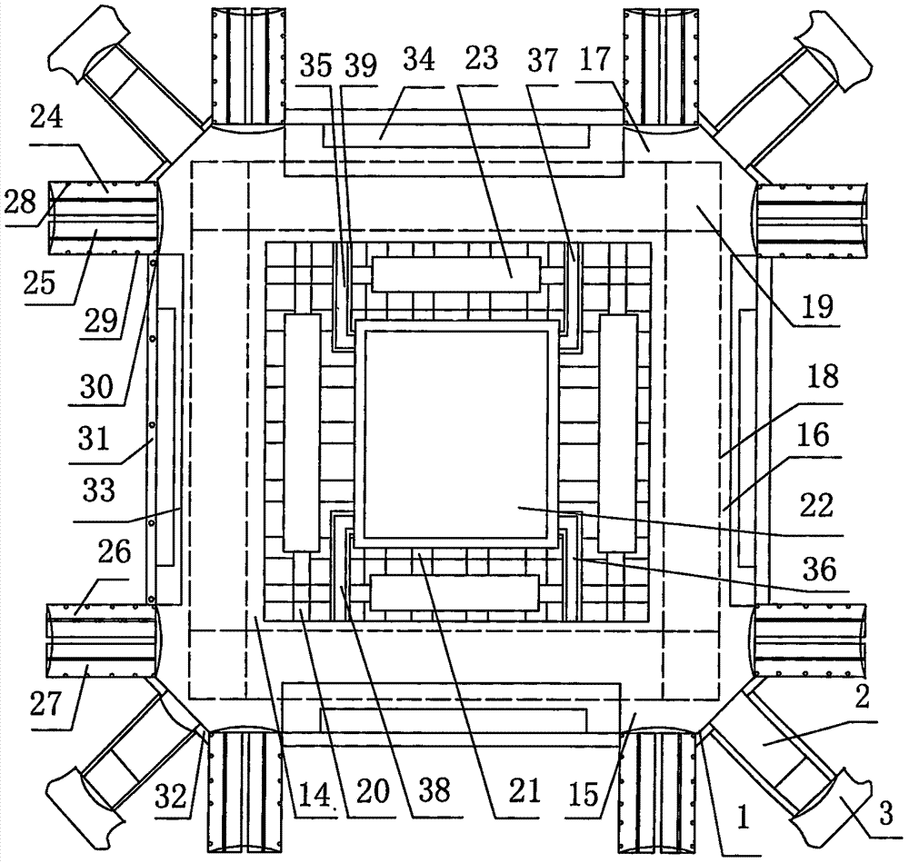 Twelve-pass pedestrian assembly overpass and assembly method