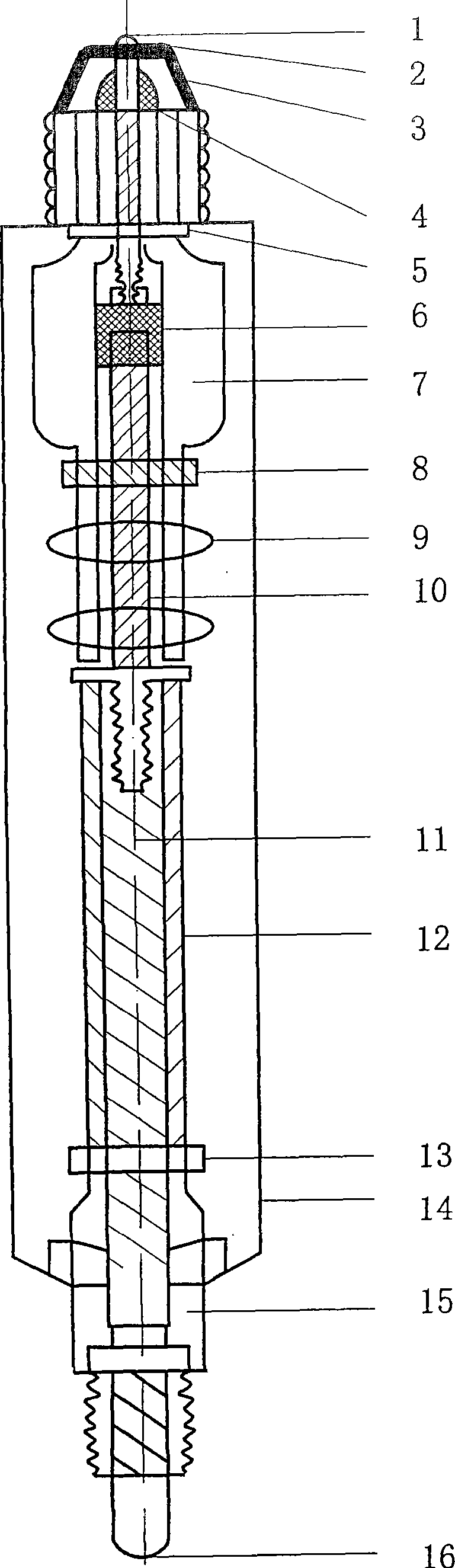 Improved discharging spark plug electrode structure along the surface