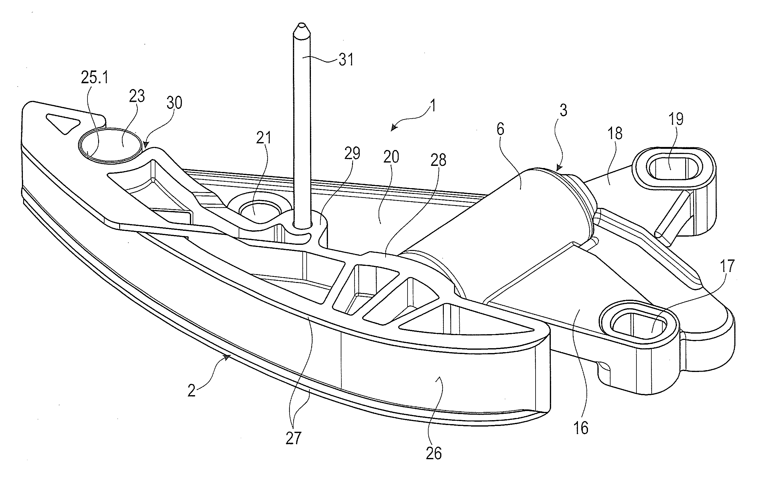 Tensioning rail with bayonet catch