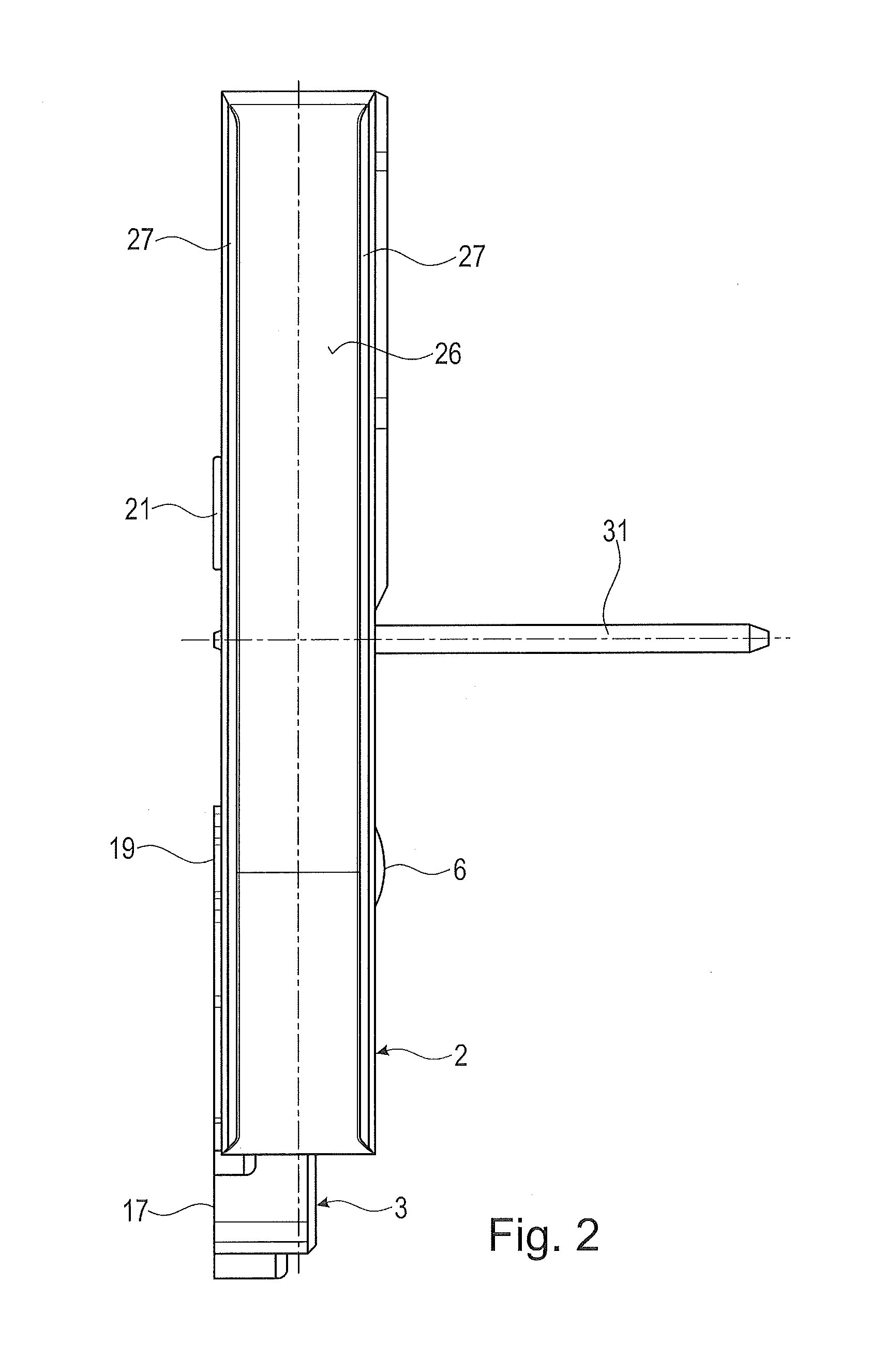 Tensioning rail with bayonet catch