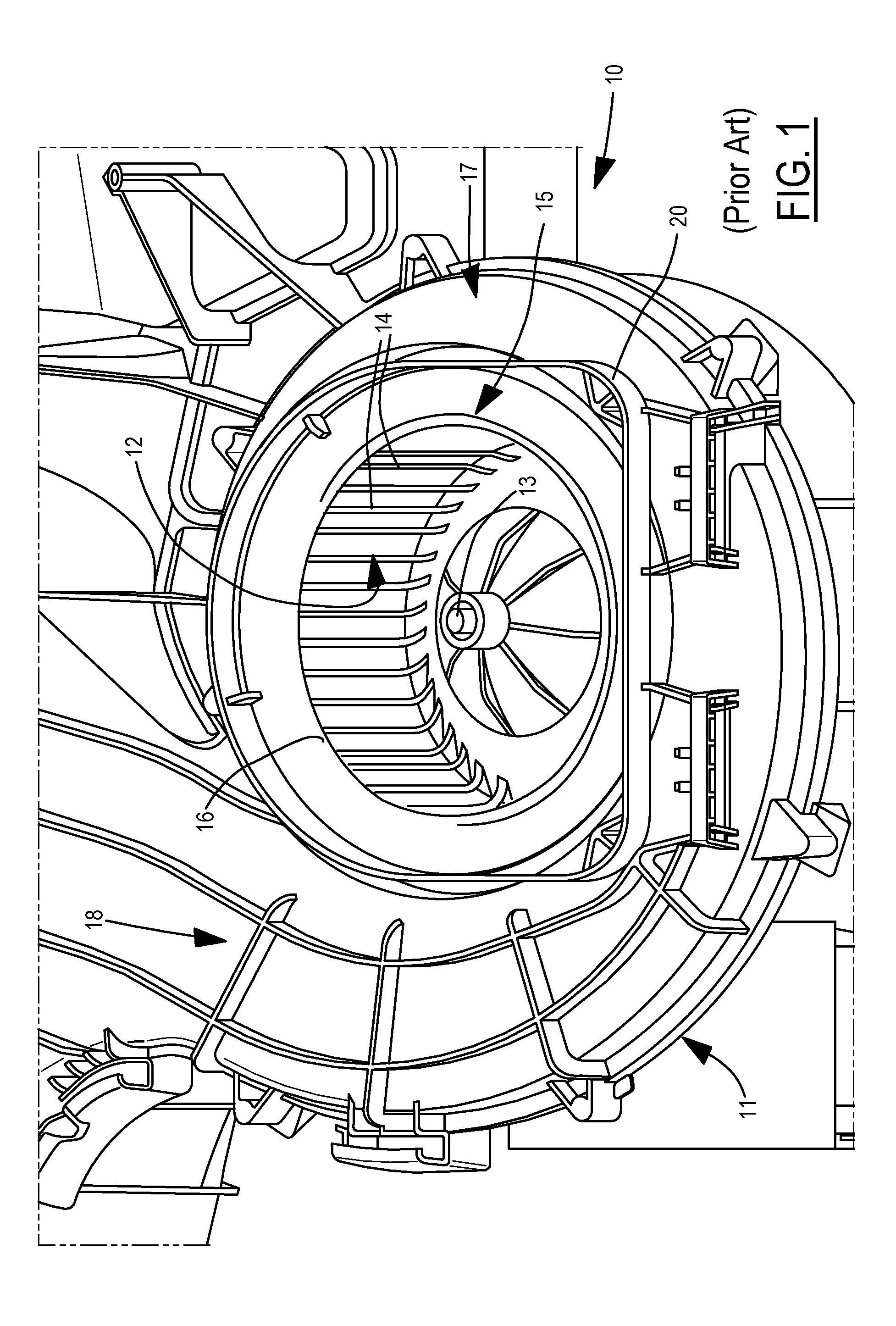 Suppression of blade passing frequency tone in automotive air handling system