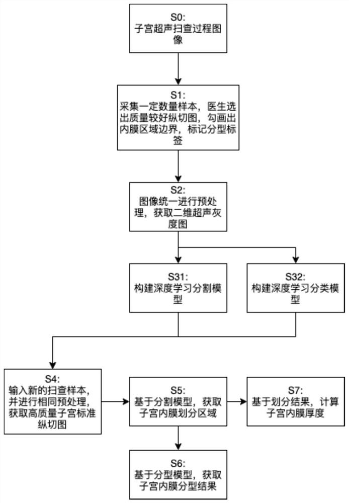 Automatic segmentation typing and thickness measuring method based on endometrial ultrasound image