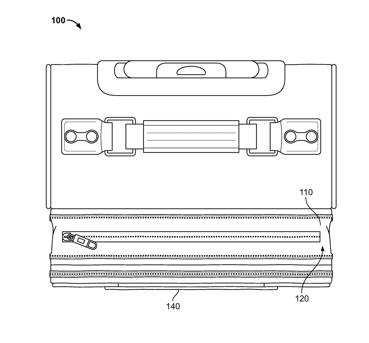 Luggage with hidden storage compartment within expandable area