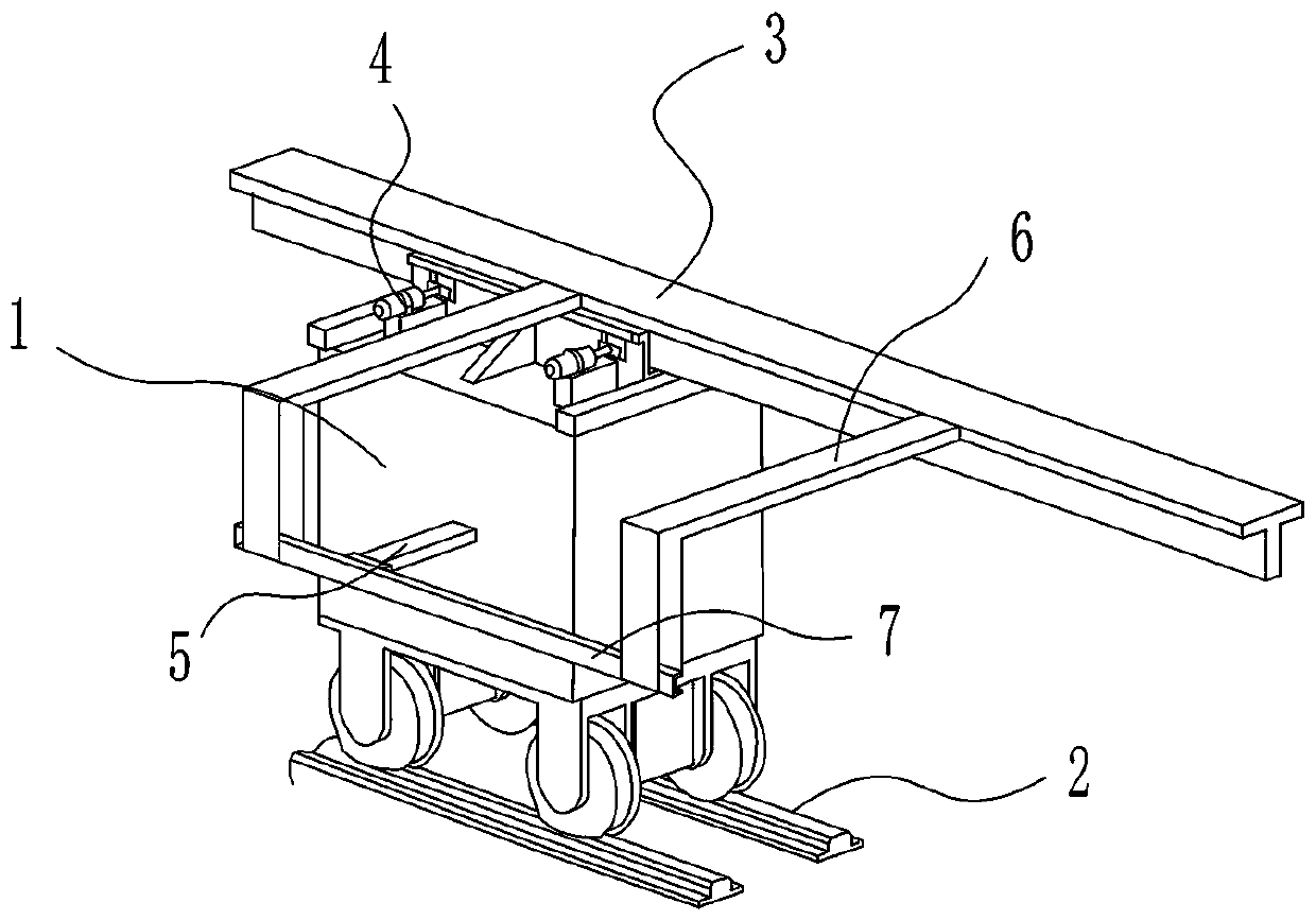 A horizontal elevator with car side arms