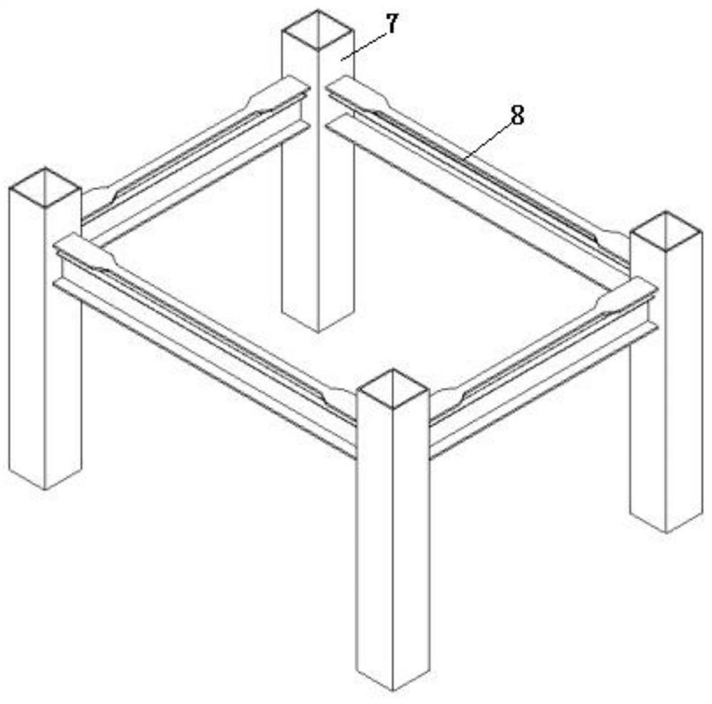 Notched steel beam with flange embedded in floor slab and floor slab structure and construction method