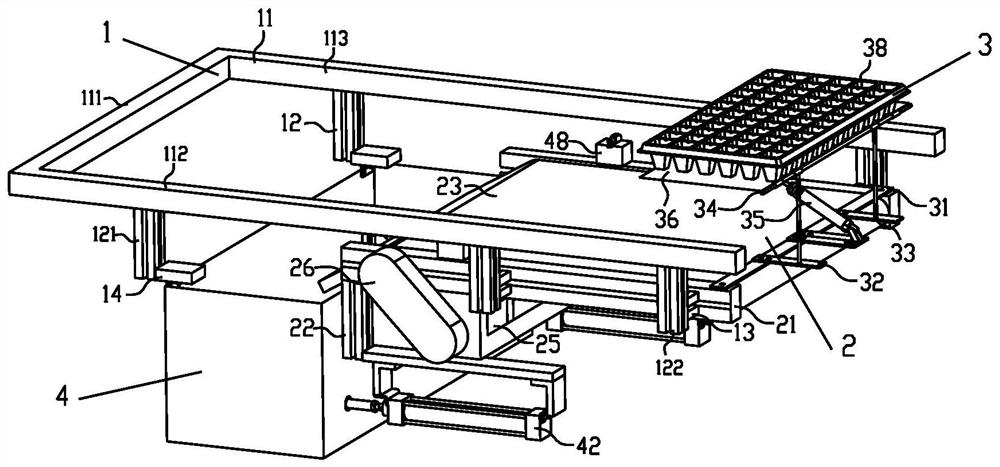 An automatic tray recovery device for a fully automatic transplanting machine