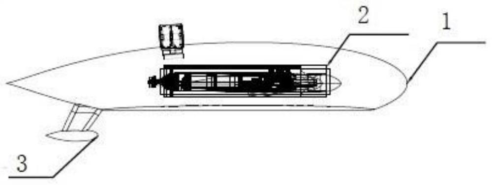 Multi-habitat cross-medium aircraft carrying AUV (Autonomous Underwater Vehicle)