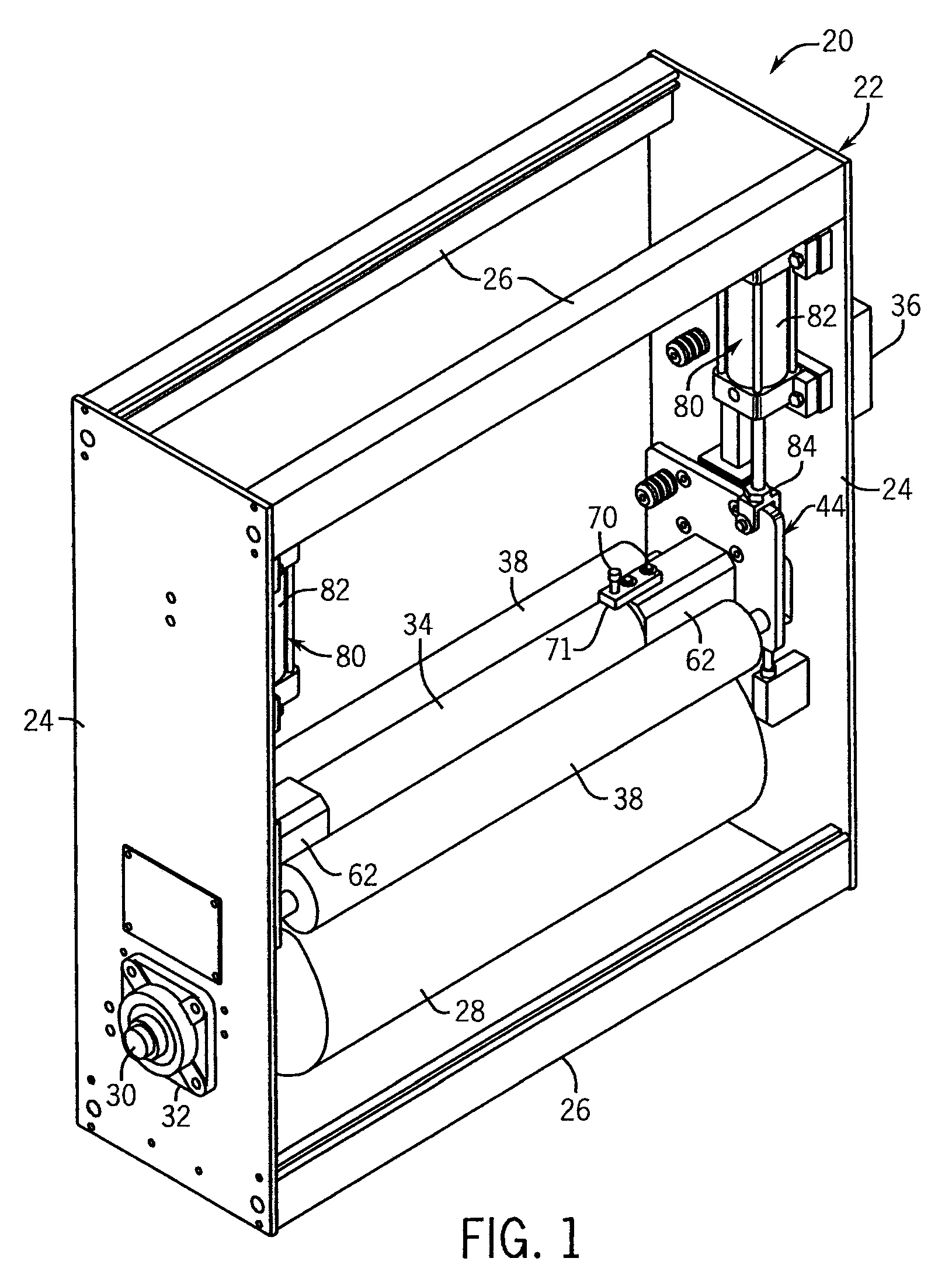 Atmospheric treater with roller confined discharge chamber