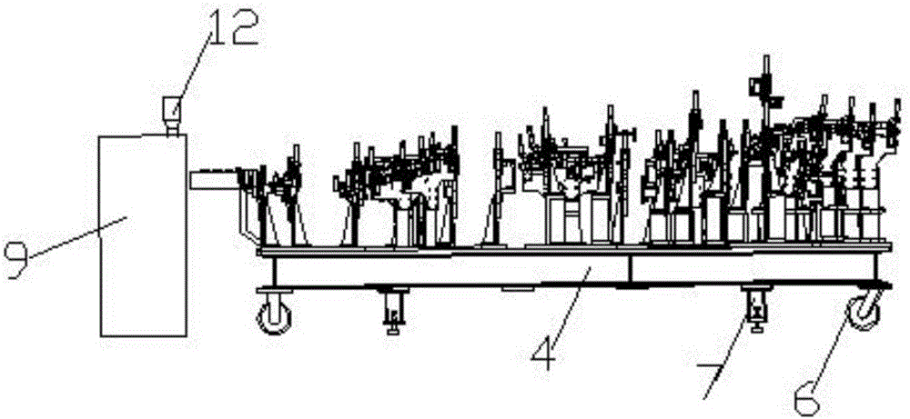 White body trial manufacturing side wall integrated clamp and working method thereof