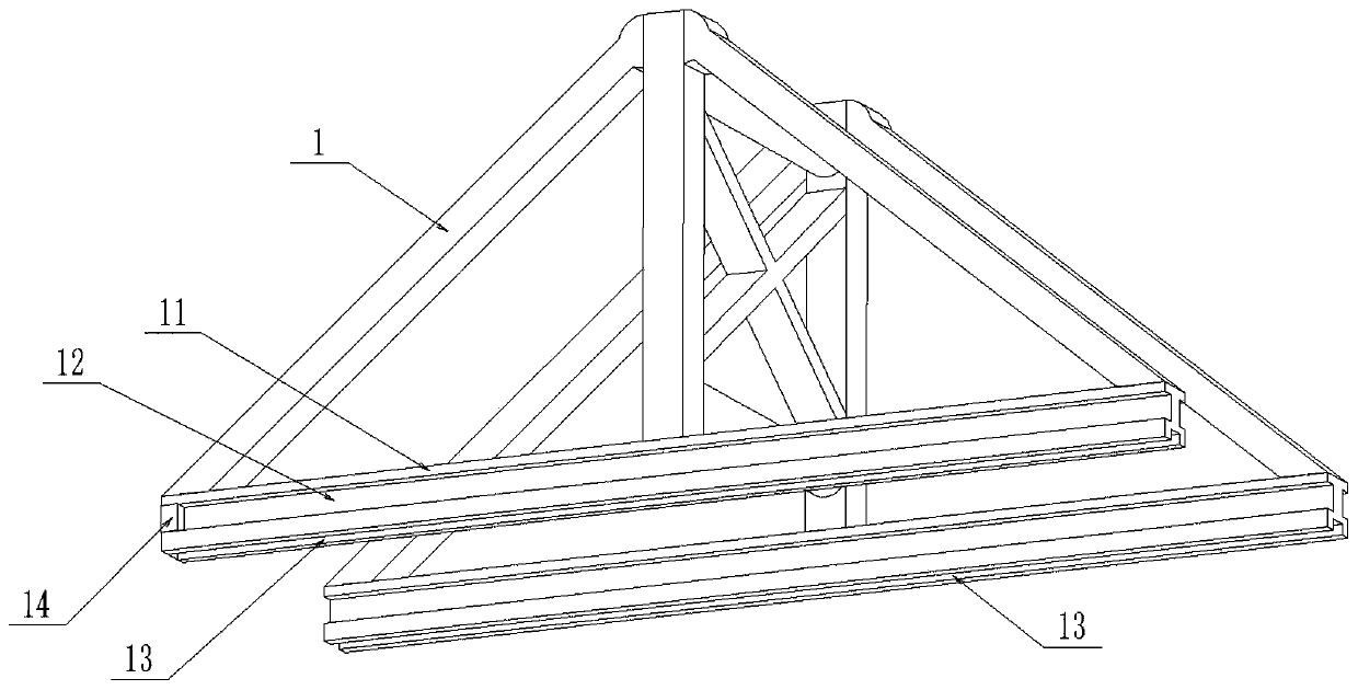 Construction method of walking trackless triangular hanging basket