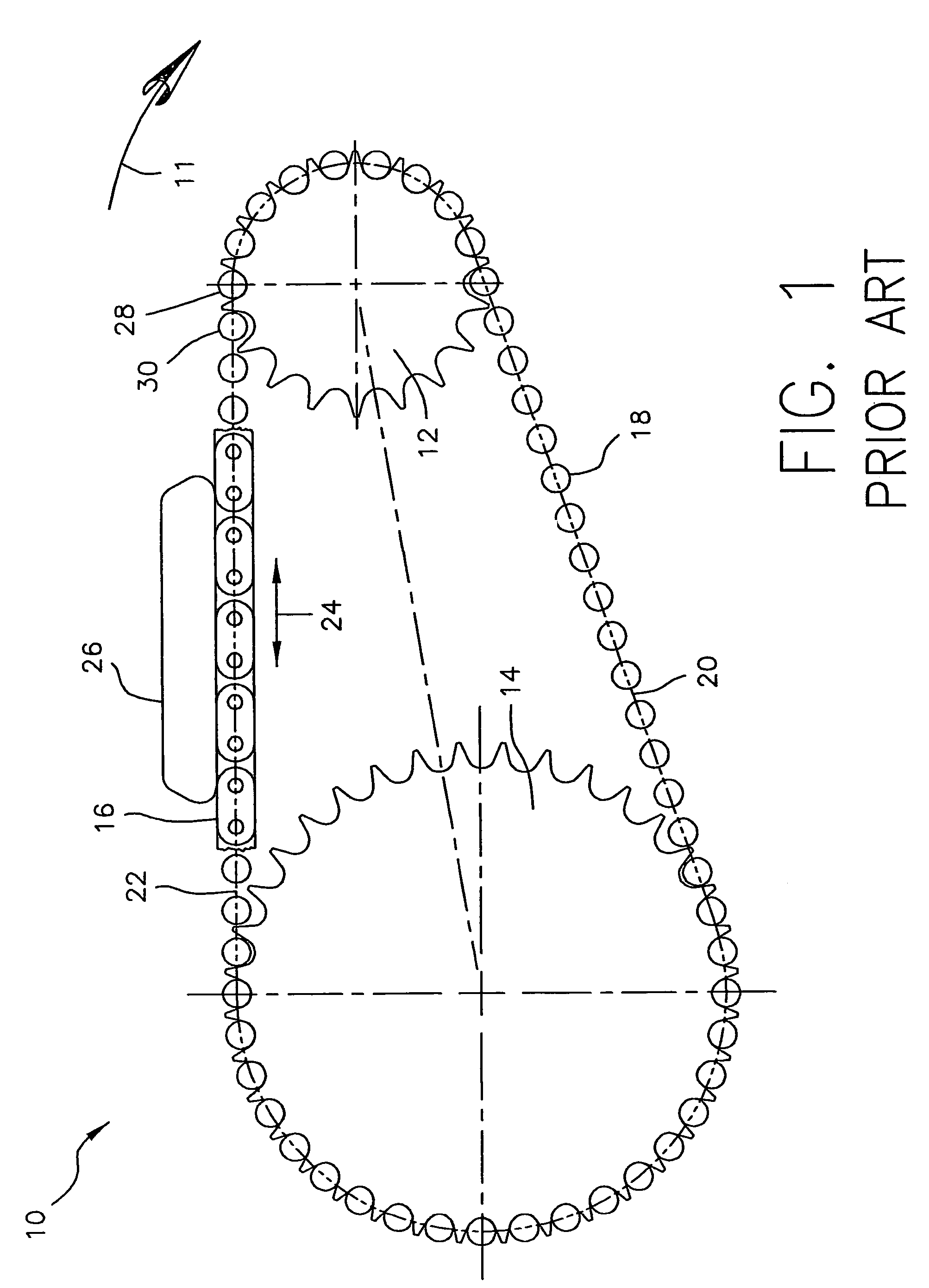 Random engagement roller chain sprocket and timing chain system including same