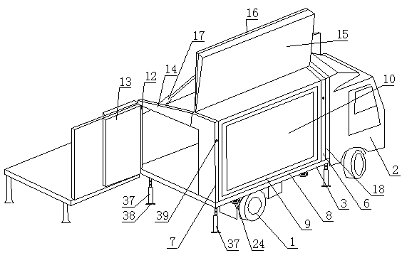 Multifunctional stage advertising vehicle