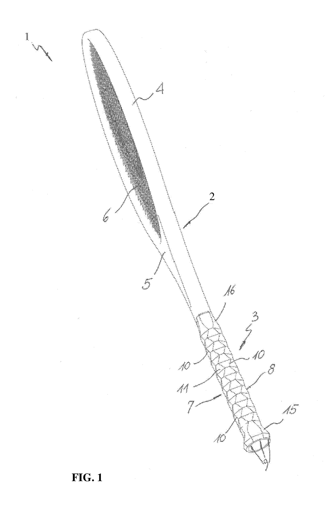 Handle for sports or work equipment and equipment comprising the handle