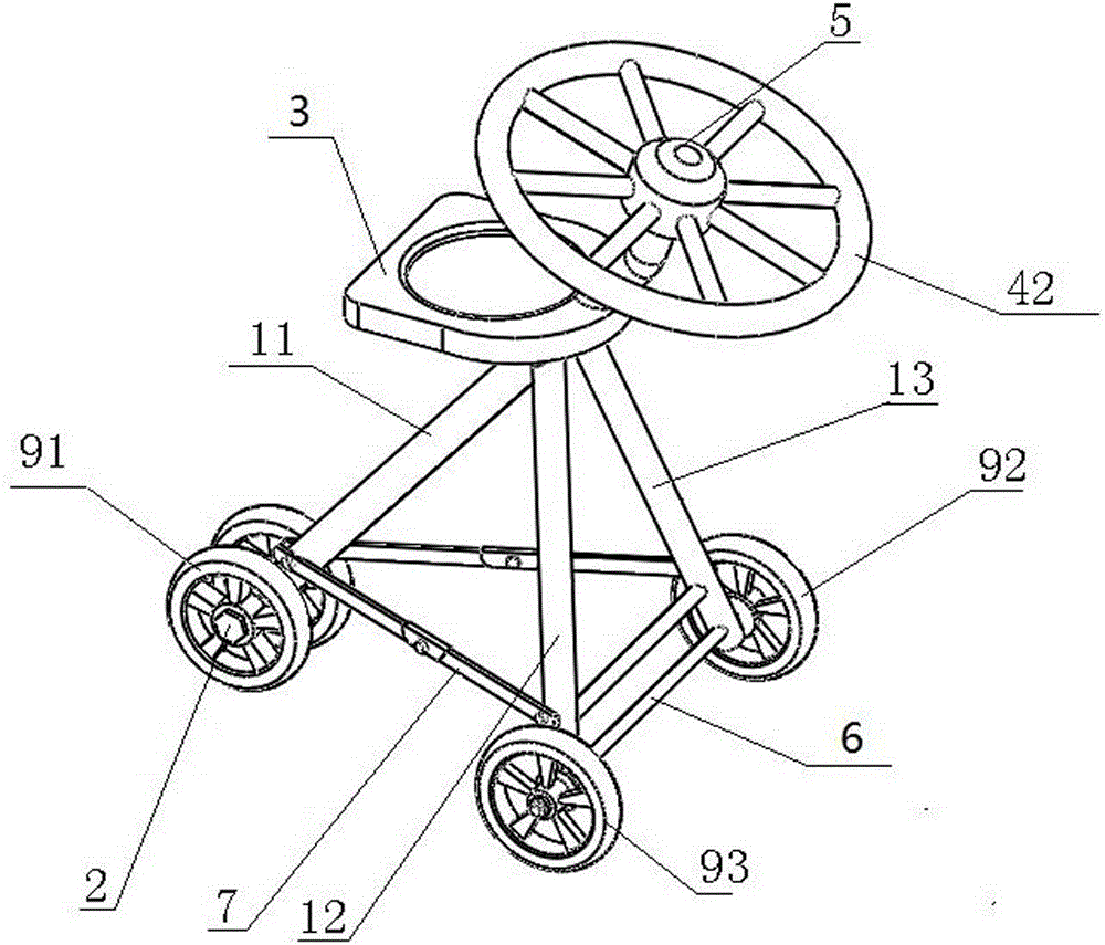 A hand-push baby walker