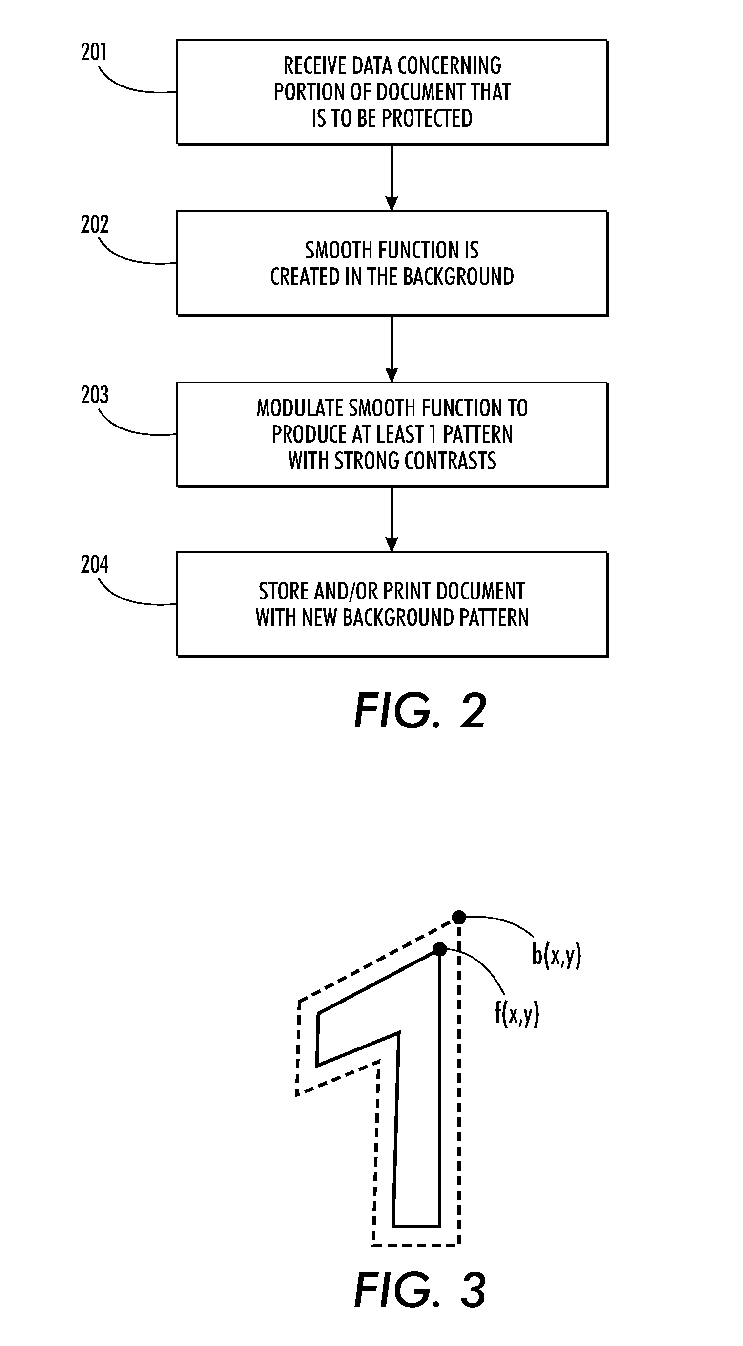 Unauthorized text alteration prevention with contour following background patterns