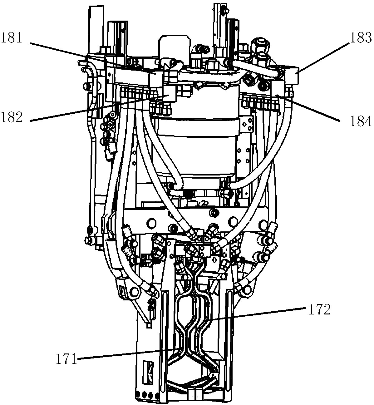 Suspension type flash butt welding and medium-frequency heat treatment mechanism for steel rails