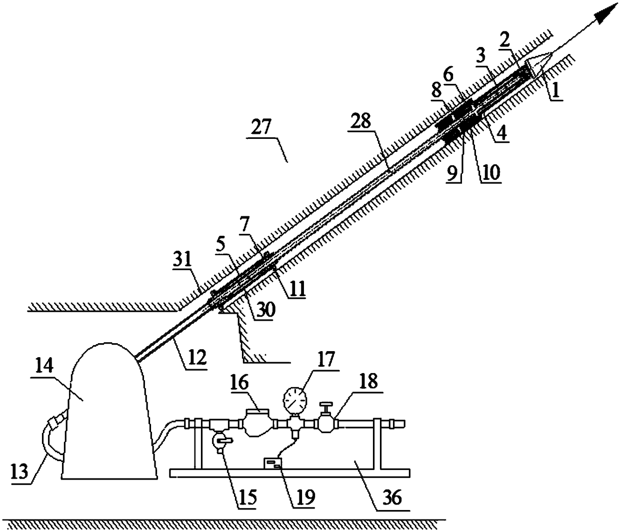 Graded depressurization type borehole crack detection method