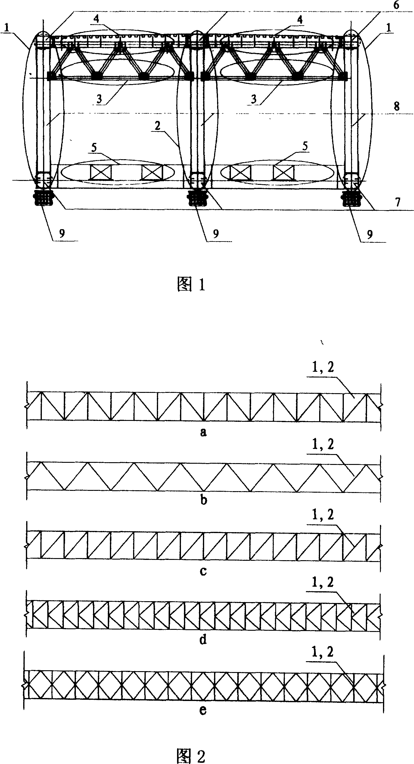 Three plates or multiple plates truss structure main girder