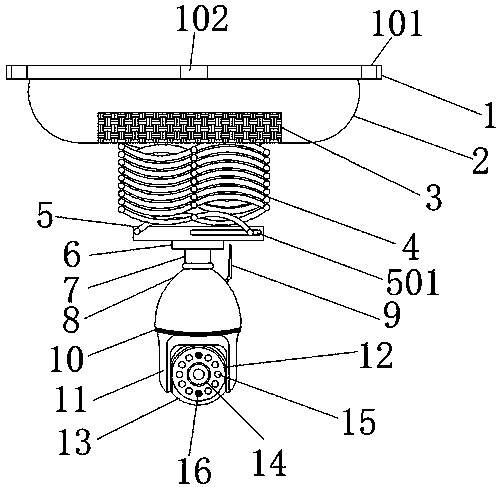 Building monitoring device convenient for height adjustment