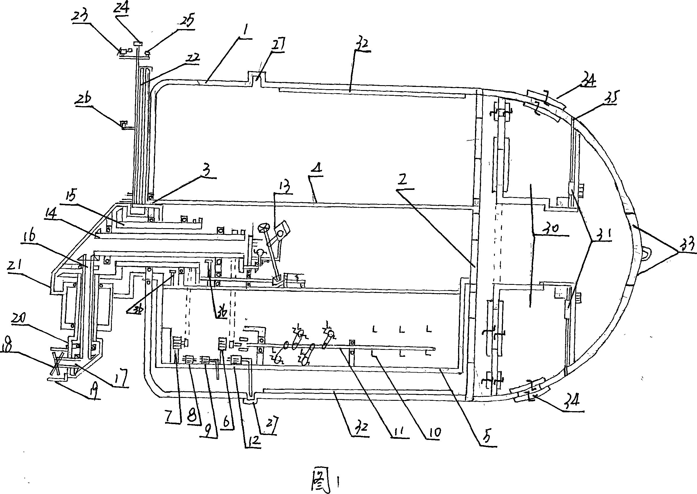 Totally-enclosed accident boat at sea