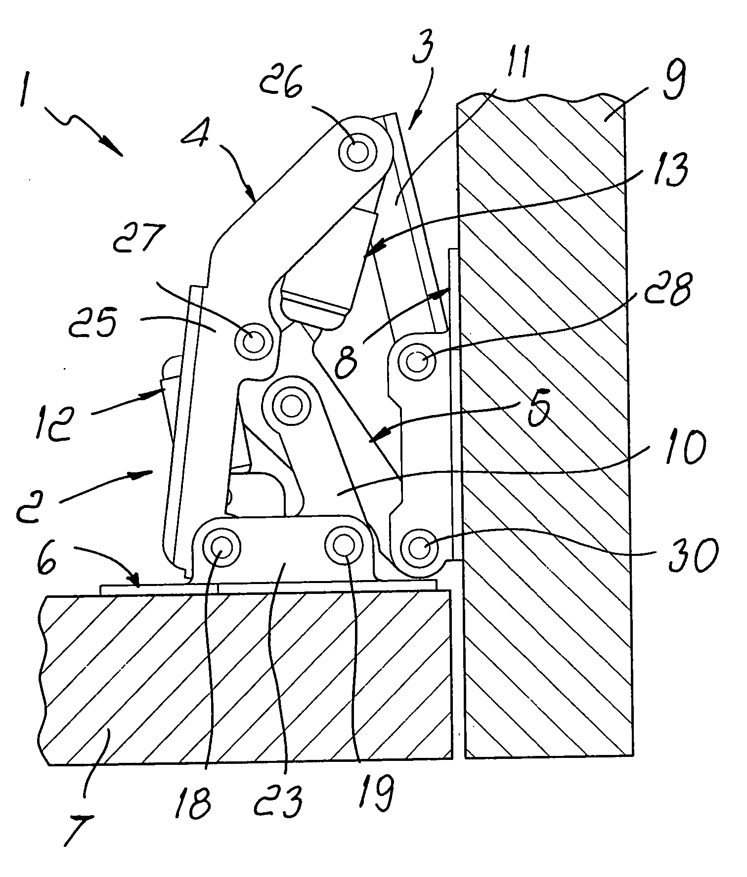 Snap hinge for supporting a closure element