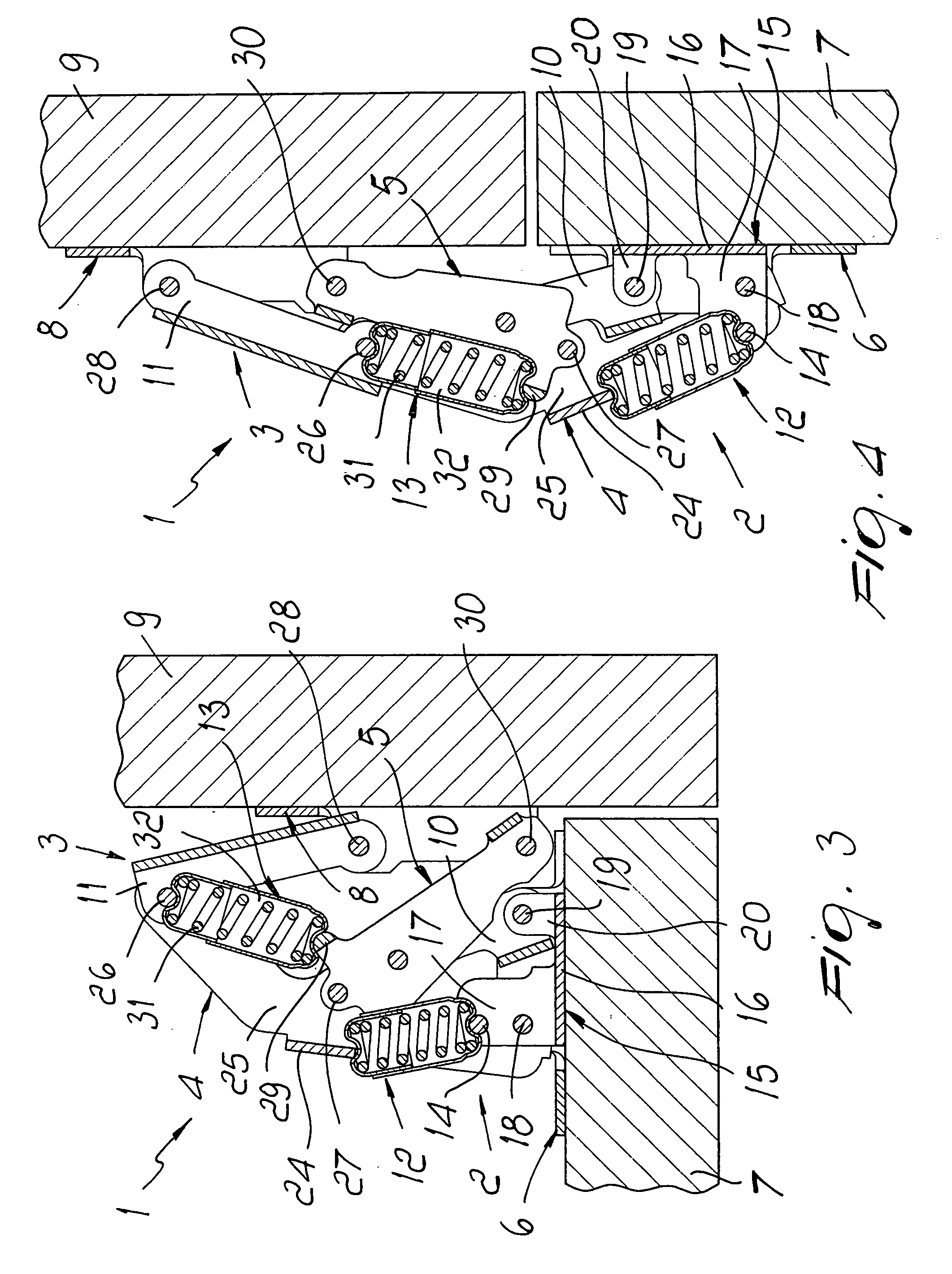 Snap hinge for supporting a closure element