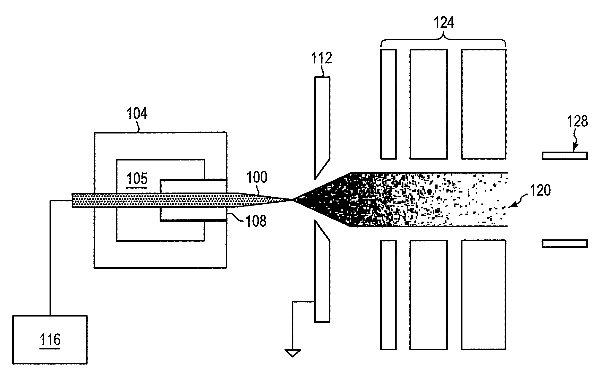 Focused negative ion beam field source