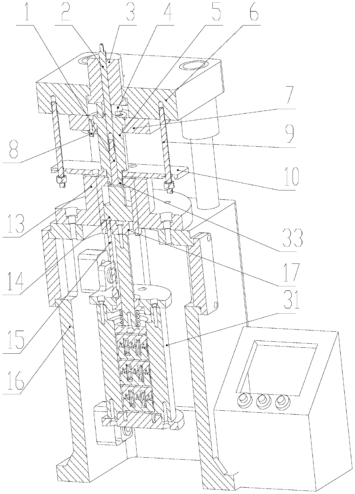 Controllable damping drawing die based on magneto-rheological elastic piece buffering device