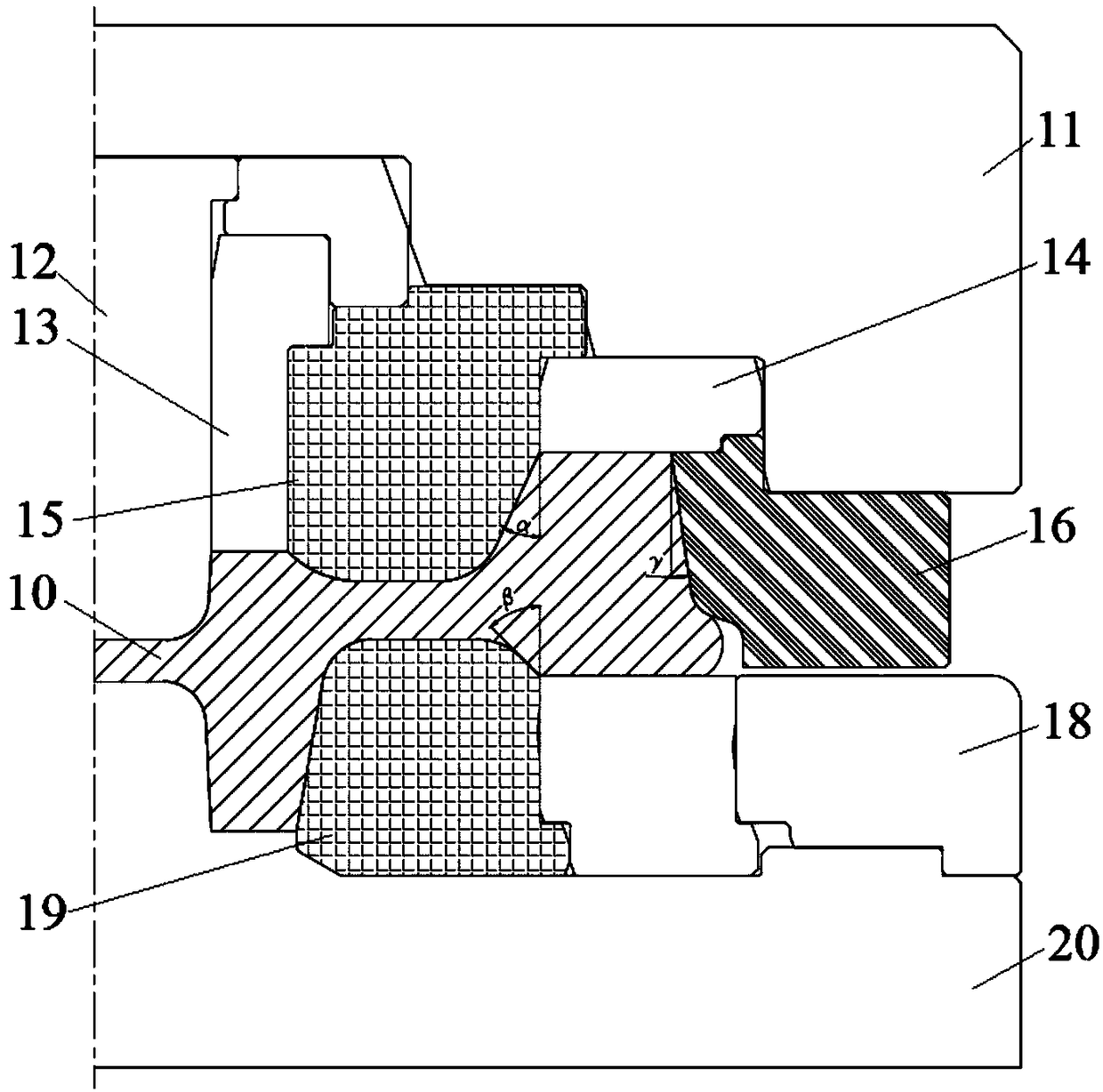 Hot forming process of train wheel with large difference between reverse spoke plate and rim plate distance