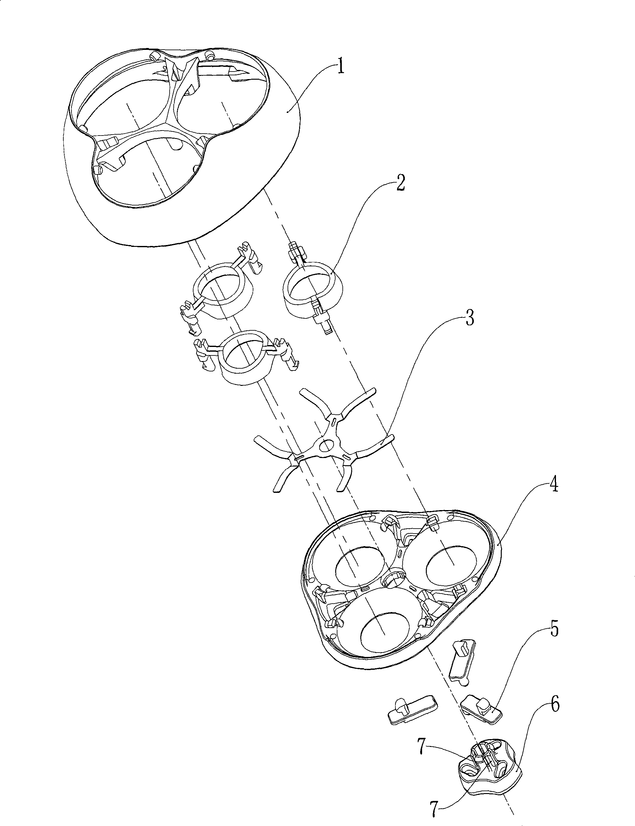 Elastic support apparatus of razor group for rotating shaver