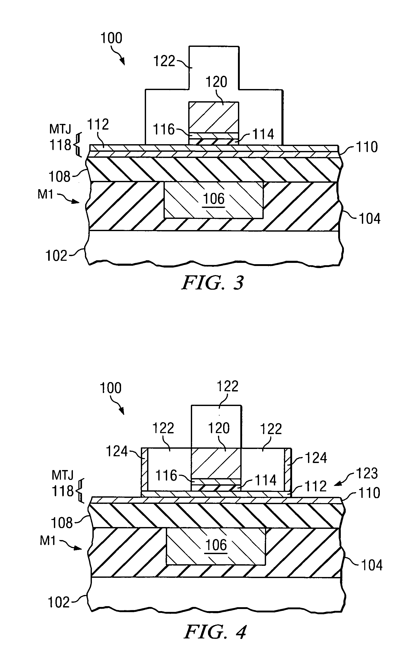 Methods of patterning a magnetic stack of a magnetic memory cell and structures thereof