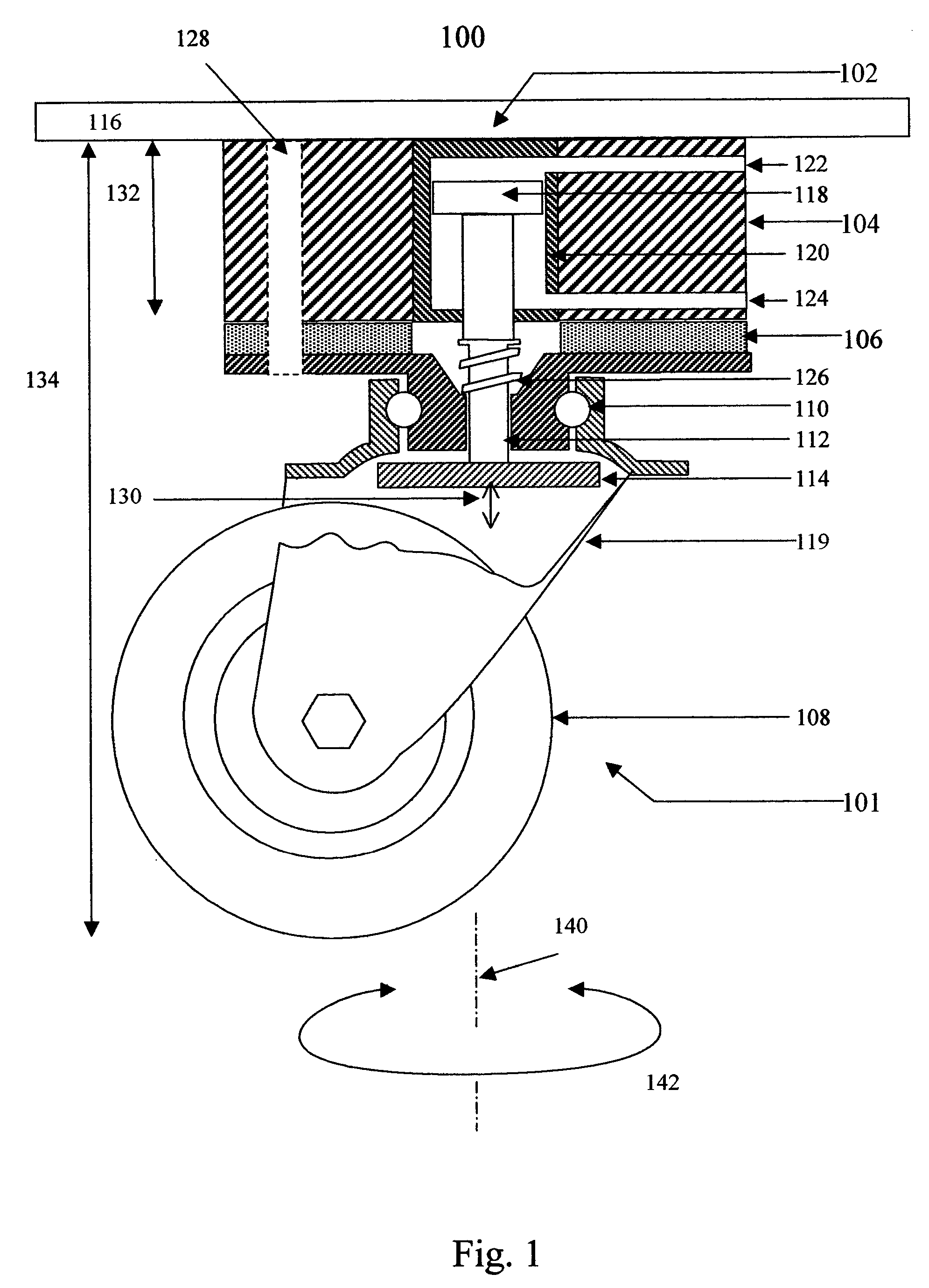 Pneumatic locking swivel caster