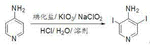 Method for synthesizing 3,5-diiodo-4-aminopyridine by employing in-situ iodized reagent production method