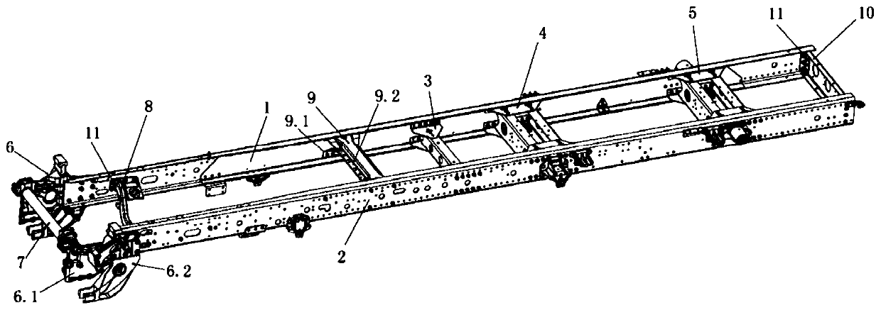 Special vehicle frame of medium-sized snow sweeper