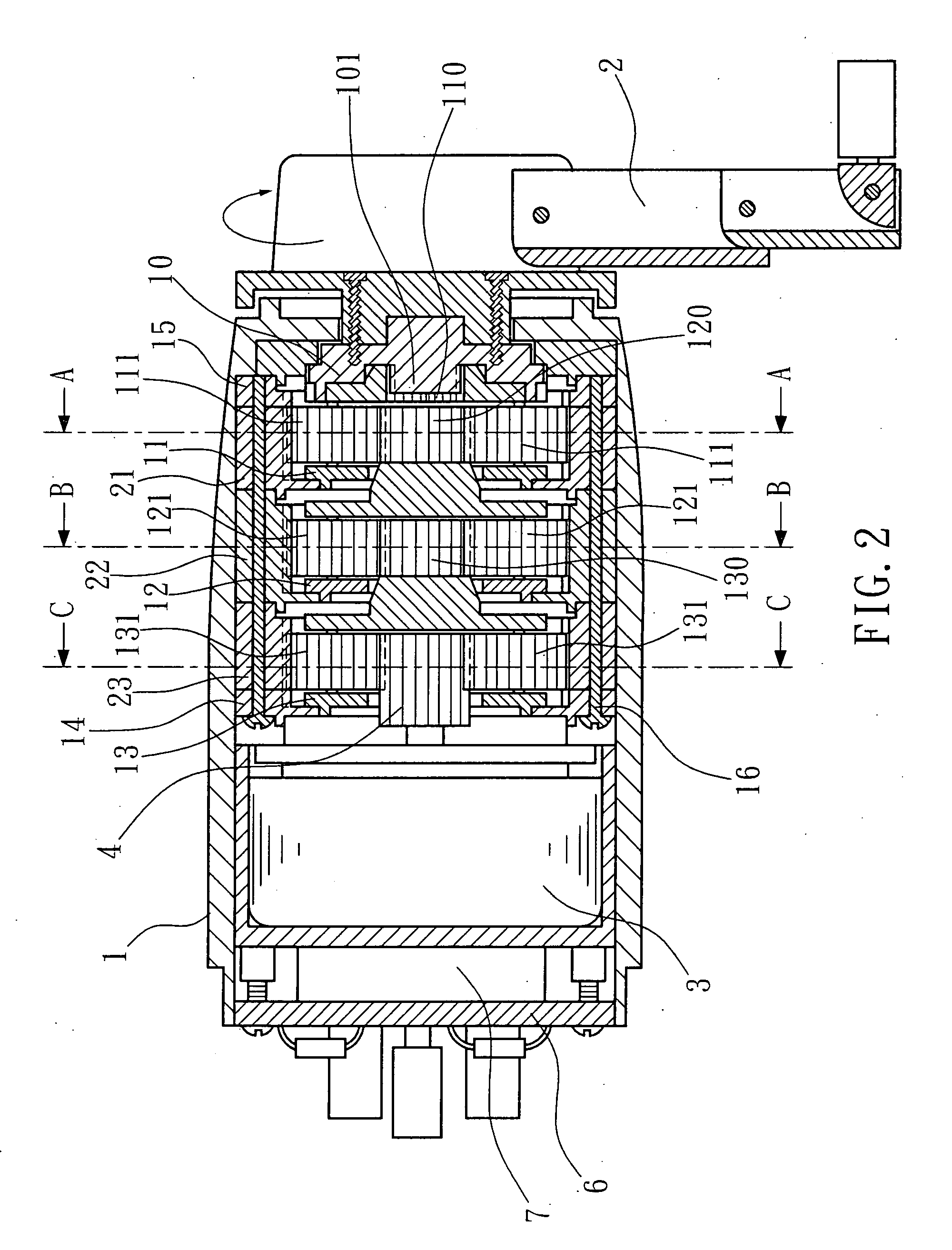 Speed change gear mechanism for hand-driven power generator