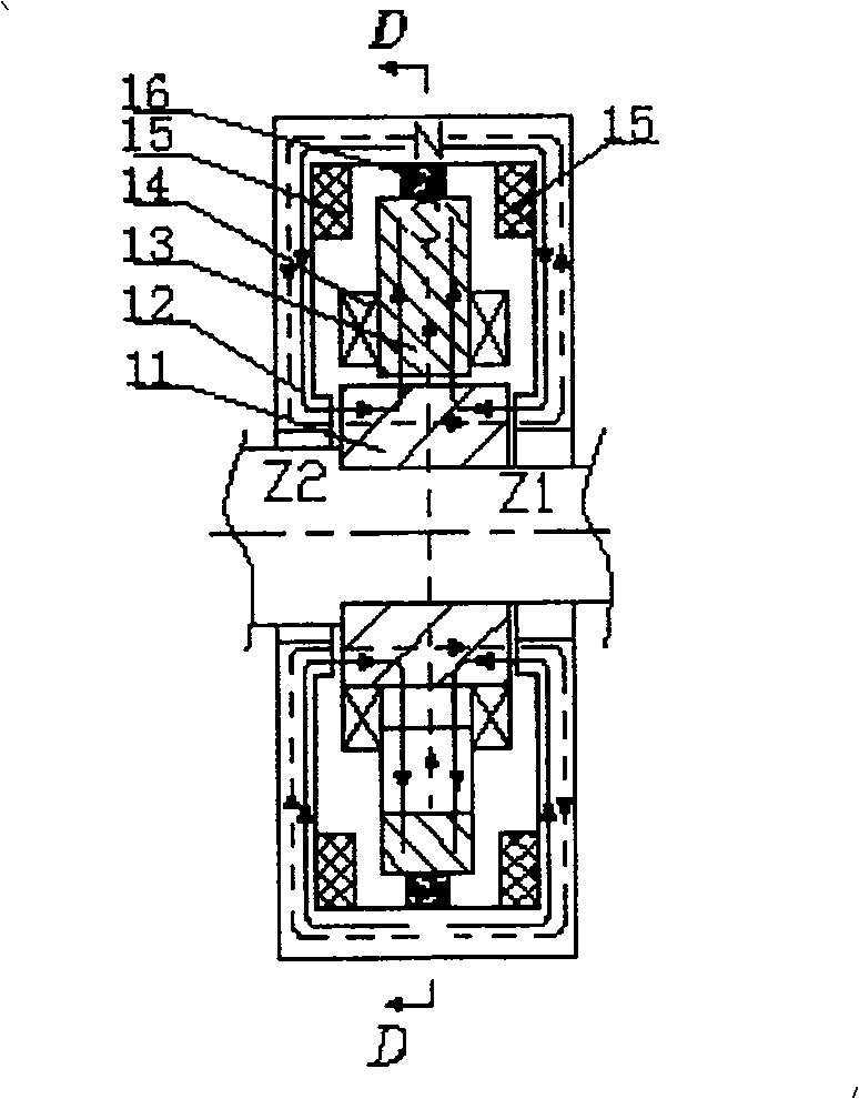 AC-DC radial-axial mixed magnetic bearing having three degrees of freedom and method for controlling the same