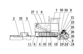 Self-propelled U-shaped trench earth ditching and lining integrated machine