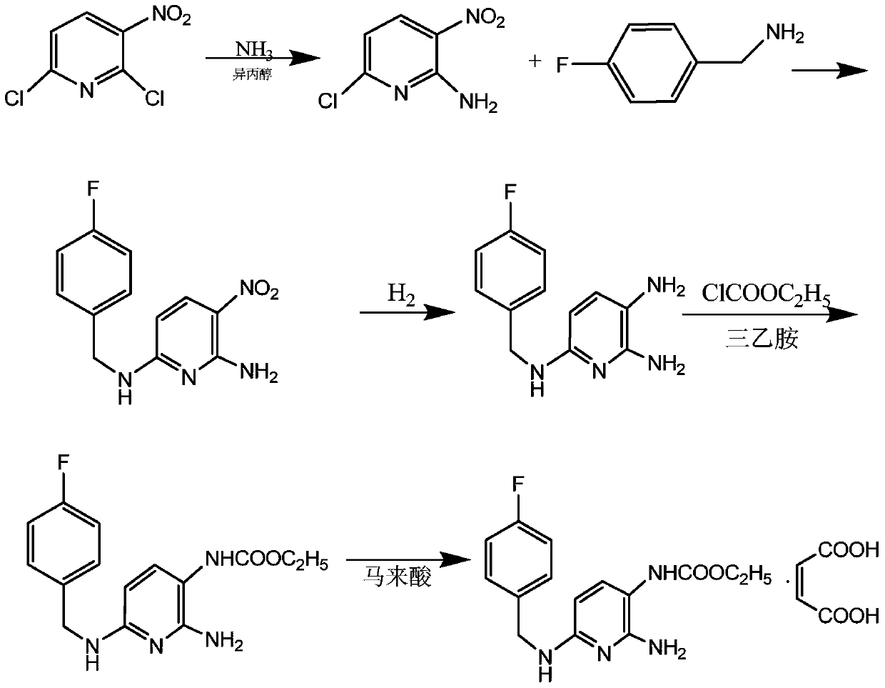 A kind of synthetic method of flupirtine maleate compound