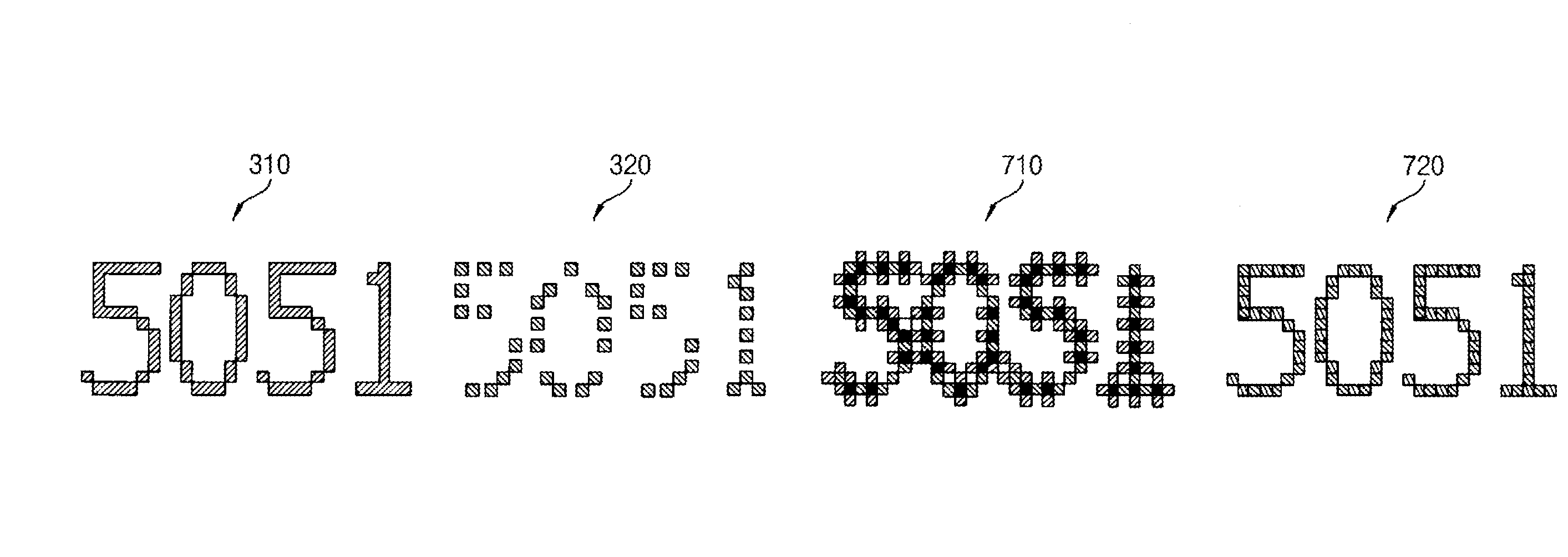 Correcting anamolous texture and feature width effects in a display that uses a multi primary color unit scheme