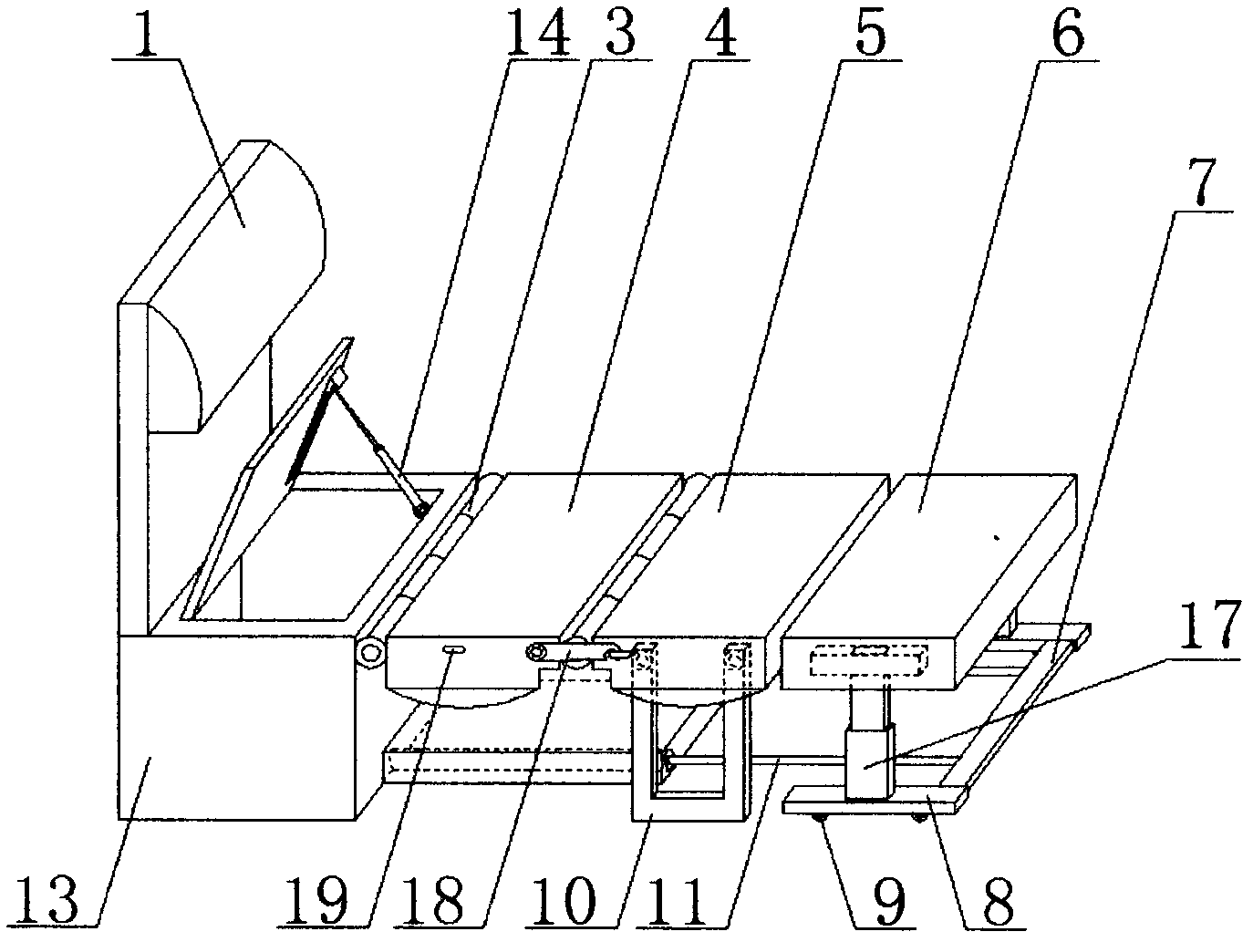 Folding bed with desk and using method thereof