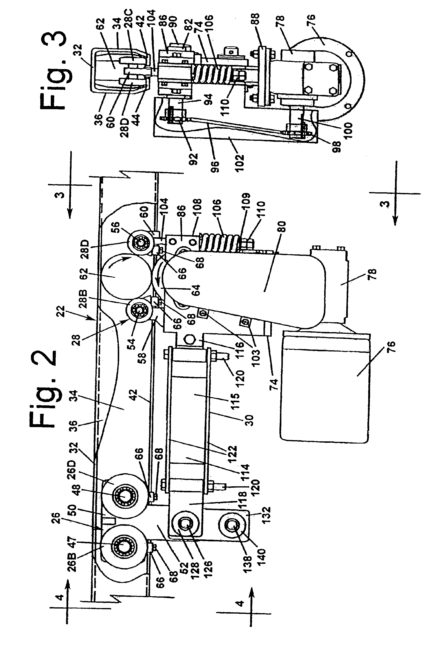 Trolley with tractor drive for use in curved enclosed tracks and system including the same