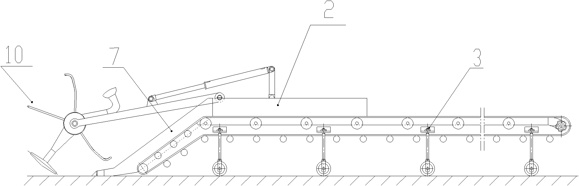 Material raking and breaking and surface cleaning loader