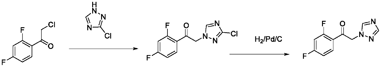 Preparation method of 2' 4'-difluoro-2-[1-(1H-1, 2, 4-triazolyl)] acetophenone