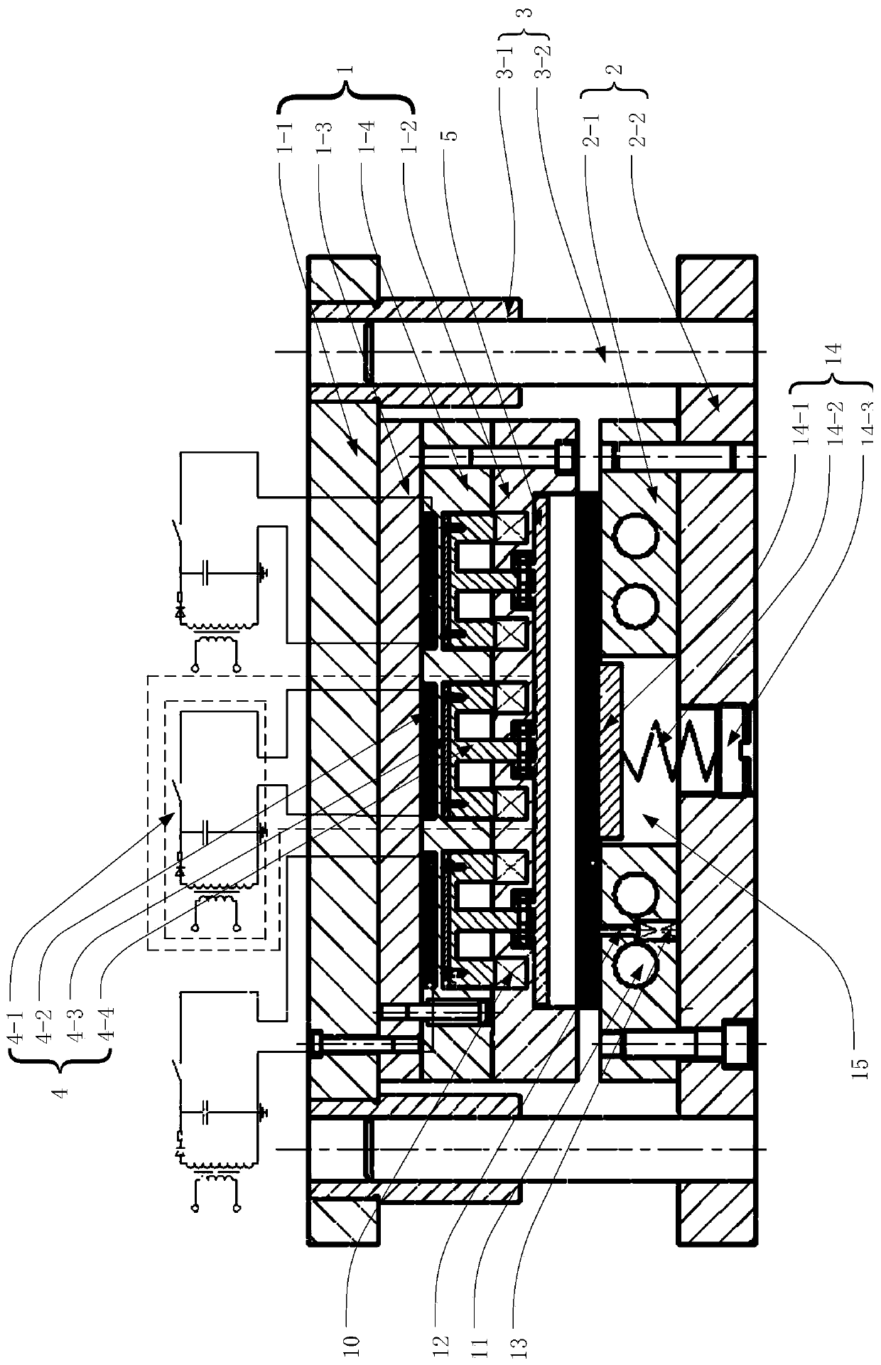 Plate rolling device and method based on magnetic pulse impact modification