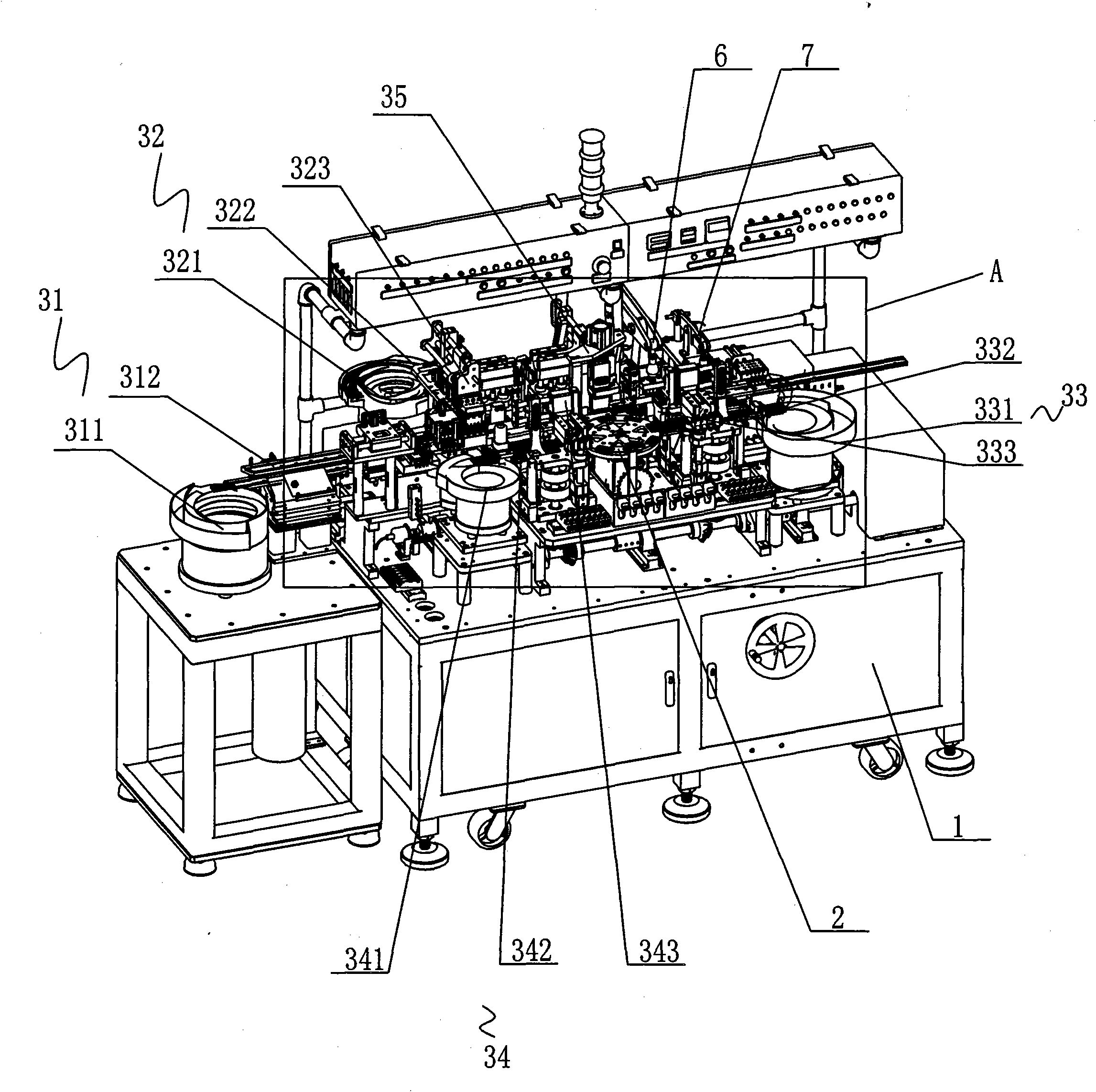 Automatic assembly machine for touch switch