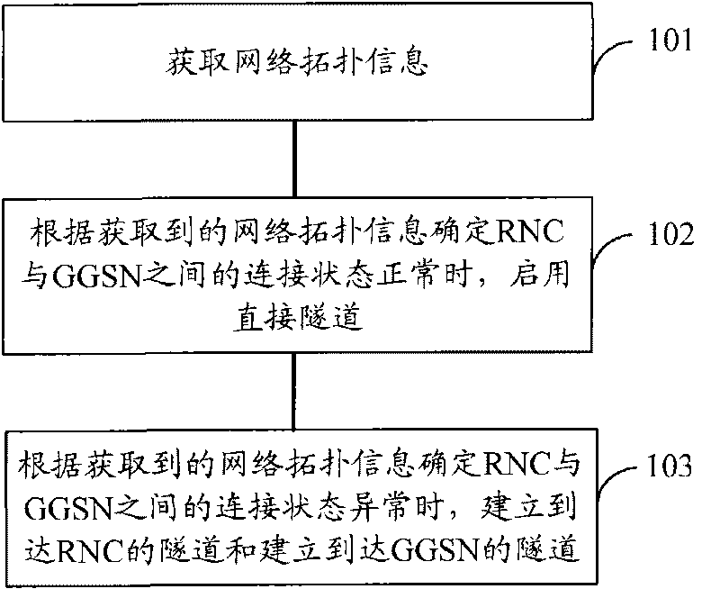 Control method, device and communication system of direct tunnel